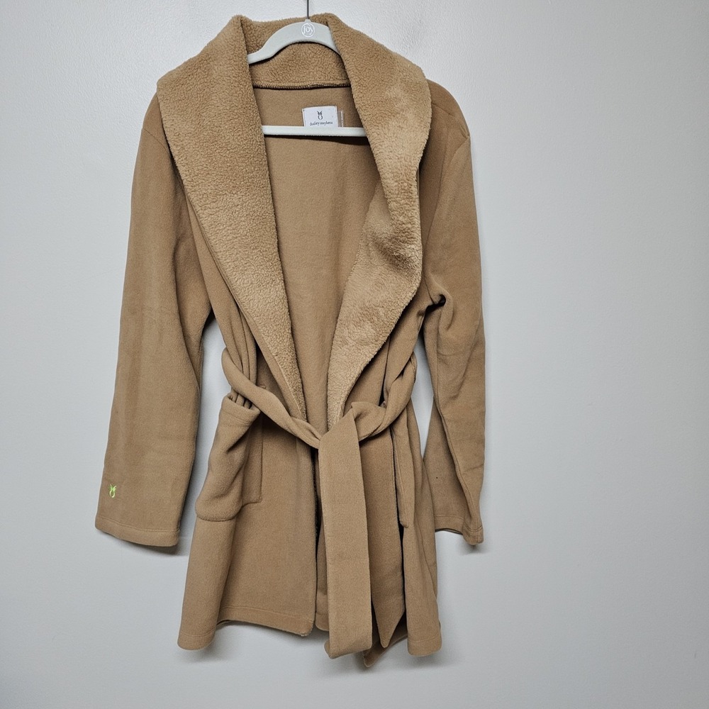 Dudley Stephens Womens Cassidy Open Belted Cardigan Pockets Camel Tan Sz L‎